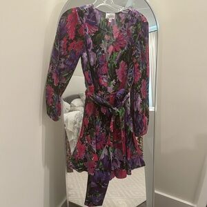 Milly floral liv pleated mini dress